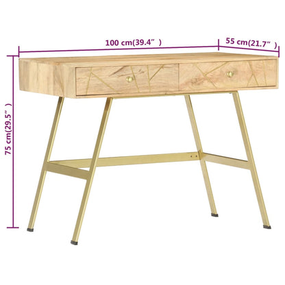 Skrivbord med lådor 100x55x75 cm massivt mangoträ