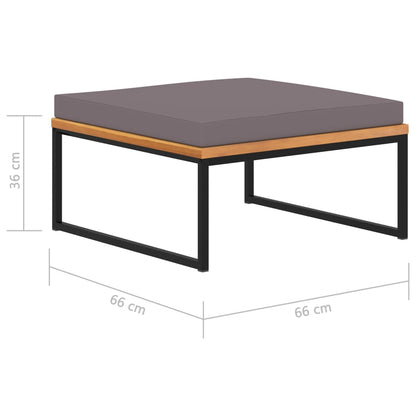 Fotpall med dyna 66x66x36 cm massivt akaciaträ mörkgrå