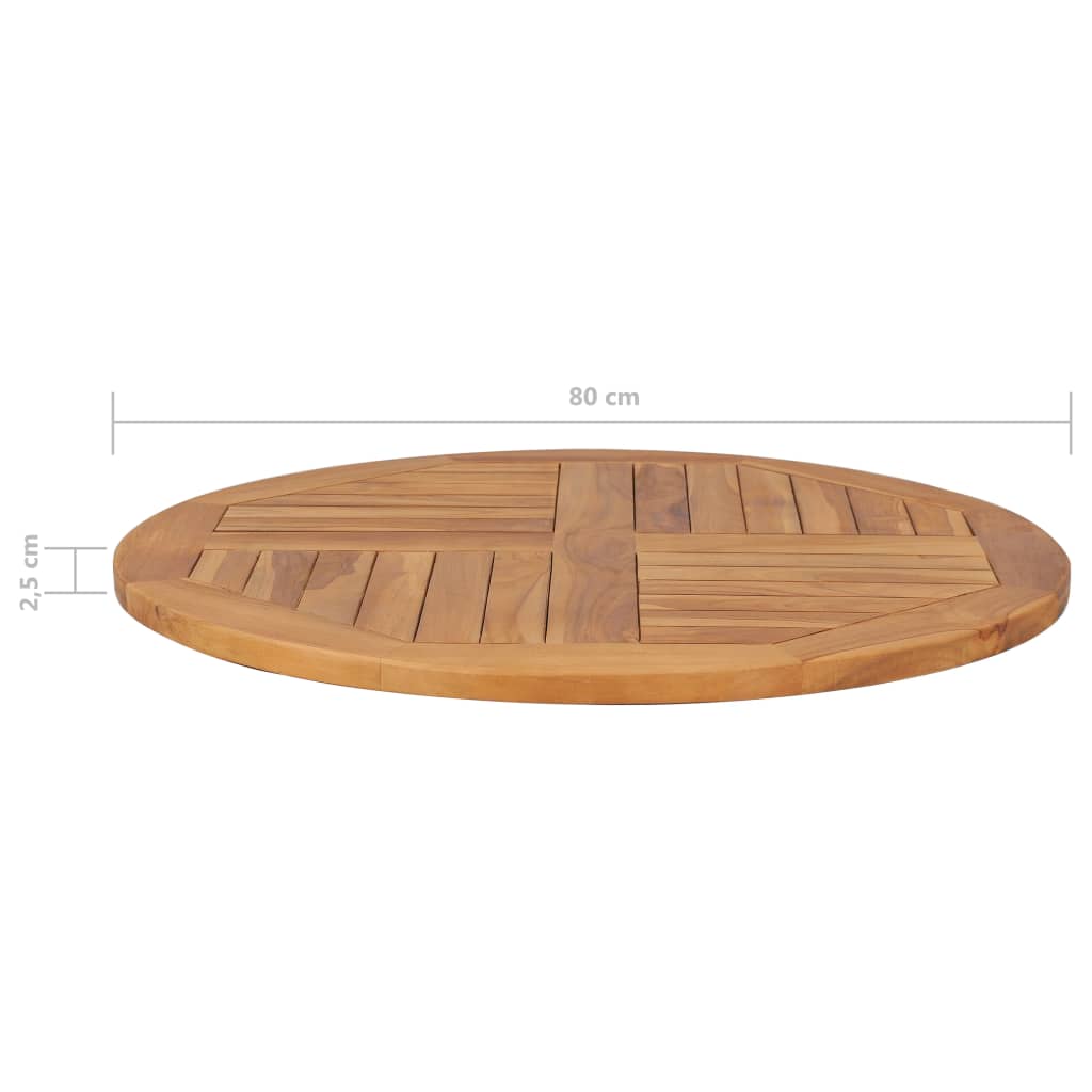 Bordsskiva i massiv teak rund 2,5 cm 80 cm