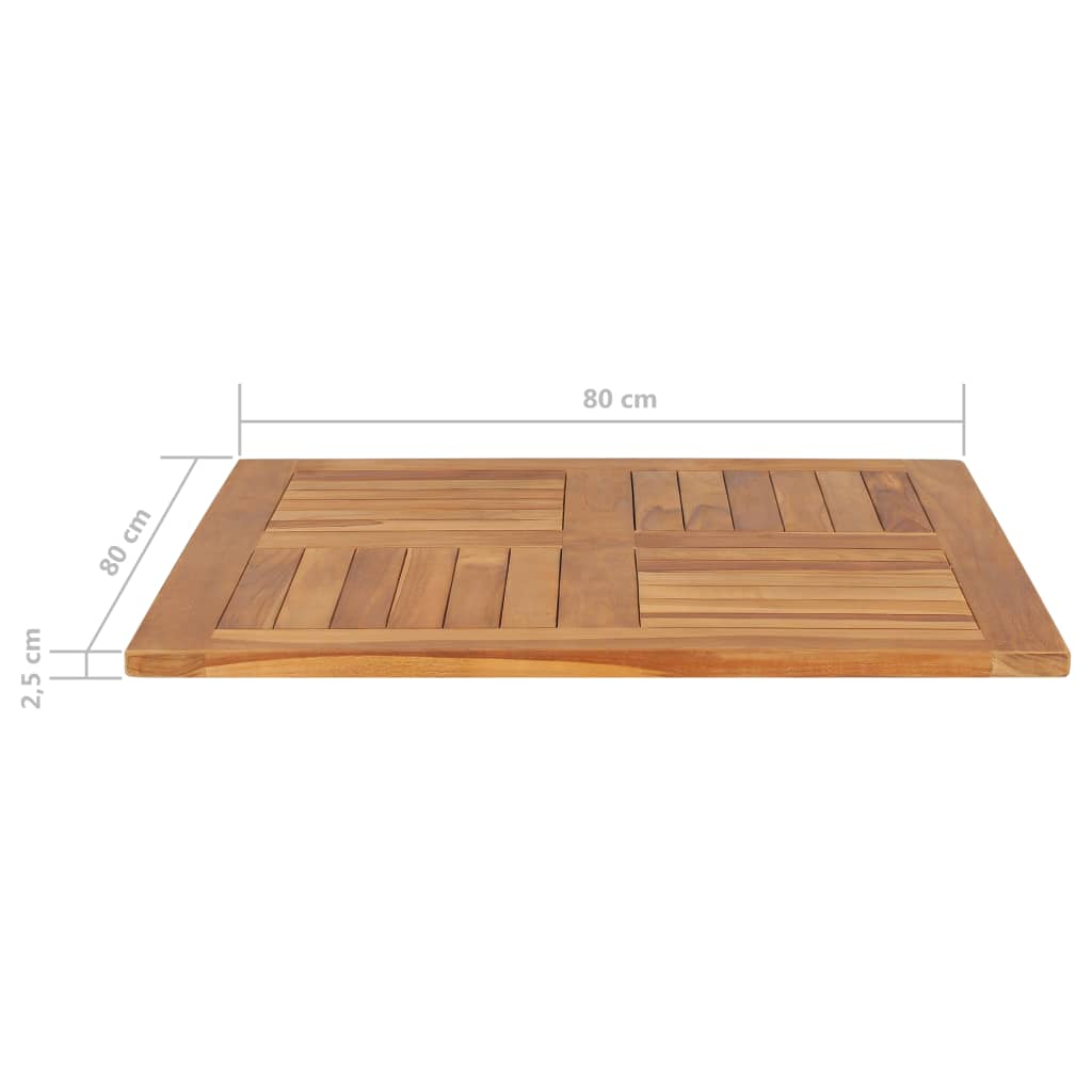 Bordsskiva massiv teak fyrkantig 80x80x2,5 cm