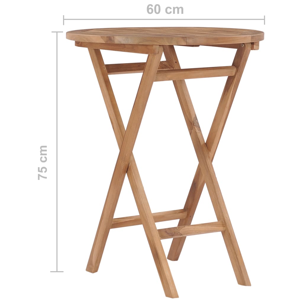 Hopfällbart trädgårdsbord 60 cm massivt teakträ