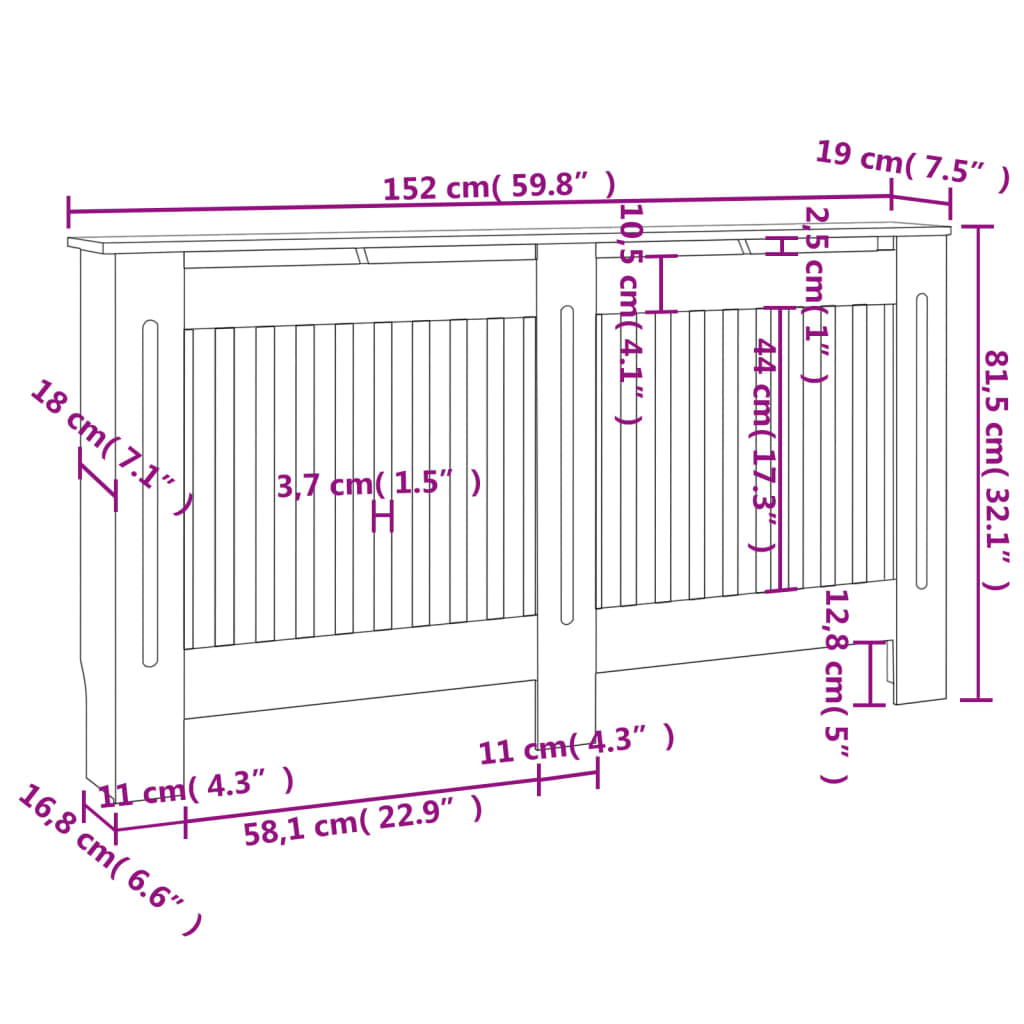 Elementskydd antracit 152x19x81,5 cm MDF