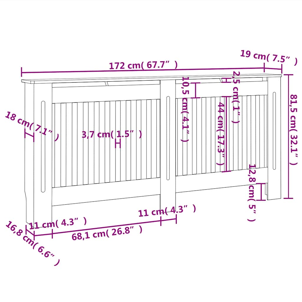 Elementskydd svart 172x19x81,5 cm MDF