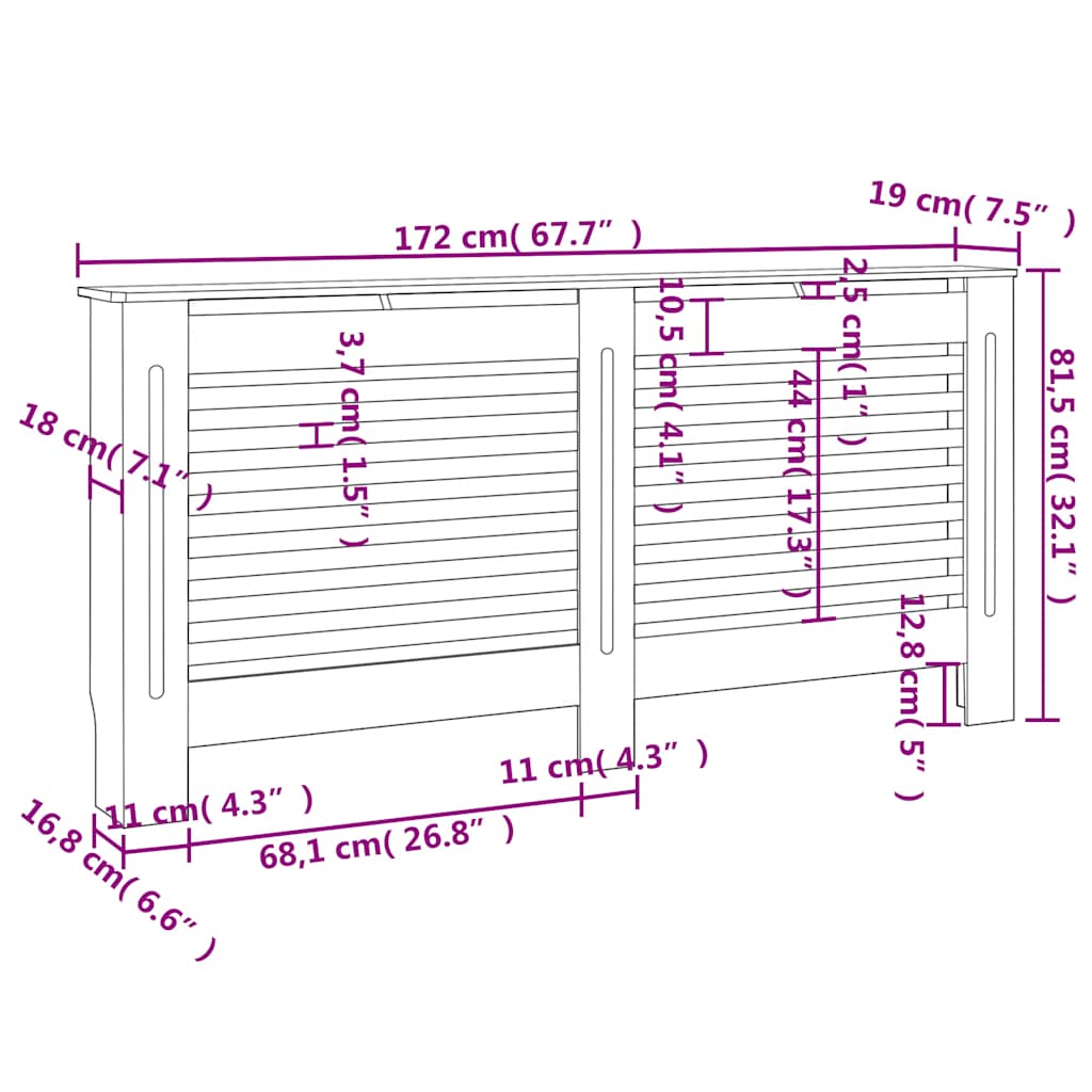 Elementskydd antracit 172x19x81,5 cm MDF