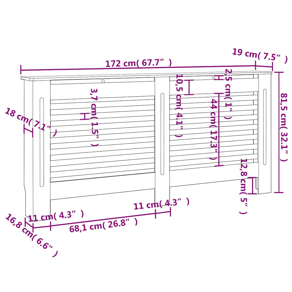 Elementskydd svart 172x19x81,5 cm MDF