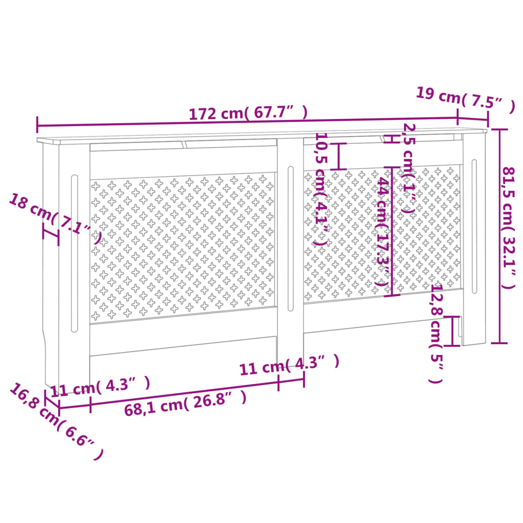 Elementskydd antracit 172x19x81,5 cm MDF