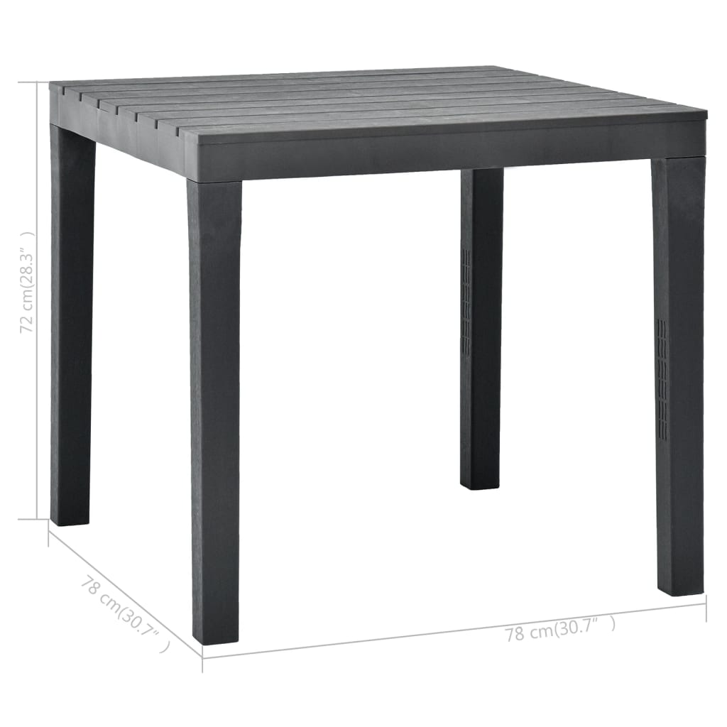 Trädgårdsbord antracit 78x78x72 cm plast