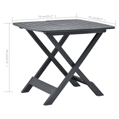 Hopfällbart trädgårdsbord antracit 79x72x70 cm plast