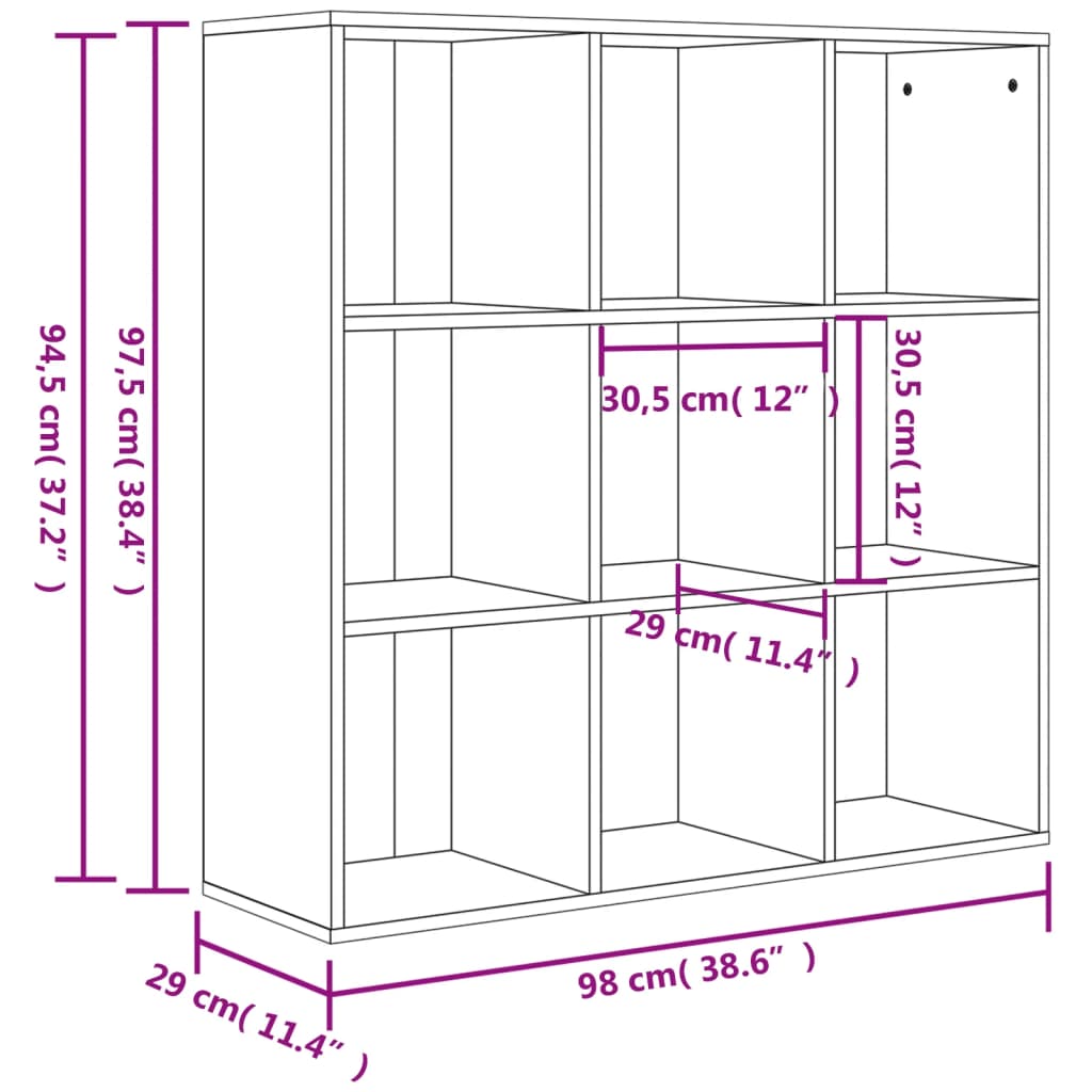 Bokhylla sonoma-ek 98x29x97,5 cm konstruerat trä