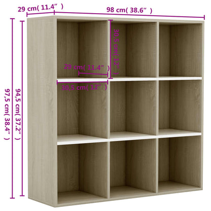 Bokhylla vit och sonoma-ek 98x29x97,5 cm konstruerat trä