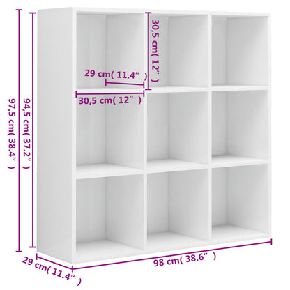 Bokskåp vit högglans 98x29x97,5 cm konstruerat trä