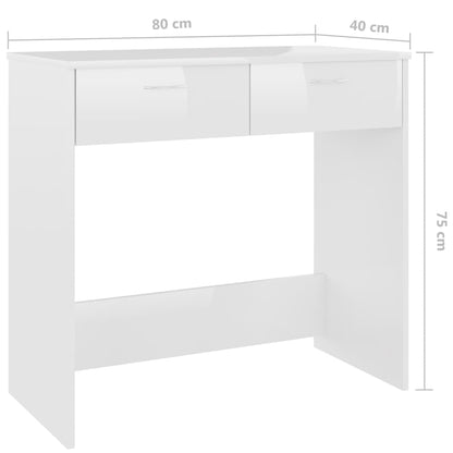 Skrivbord vit högglans 80x40x75 cm konstruerat trä