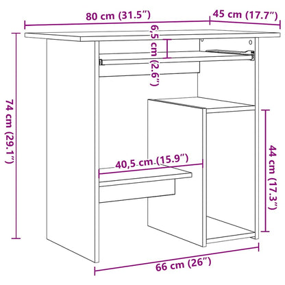 Skrivbord vit 80x45x74 cm konstruerat trä