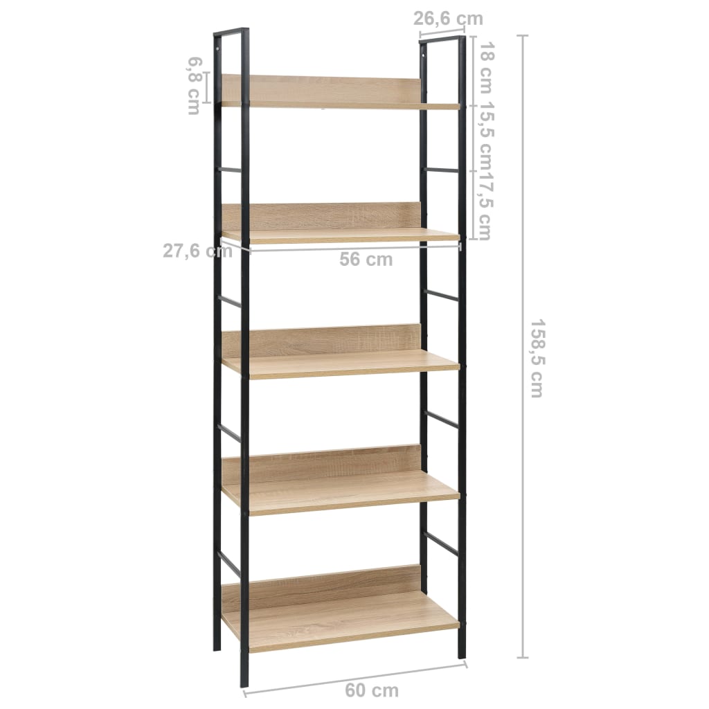 Bokhylla 5 hyllplan ek 60x27,6x158,5 cm konstruerat trä