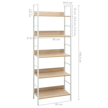 Bokhylla 5 hyllplan ek 60x27,6x158,5 cm konstruerat trä