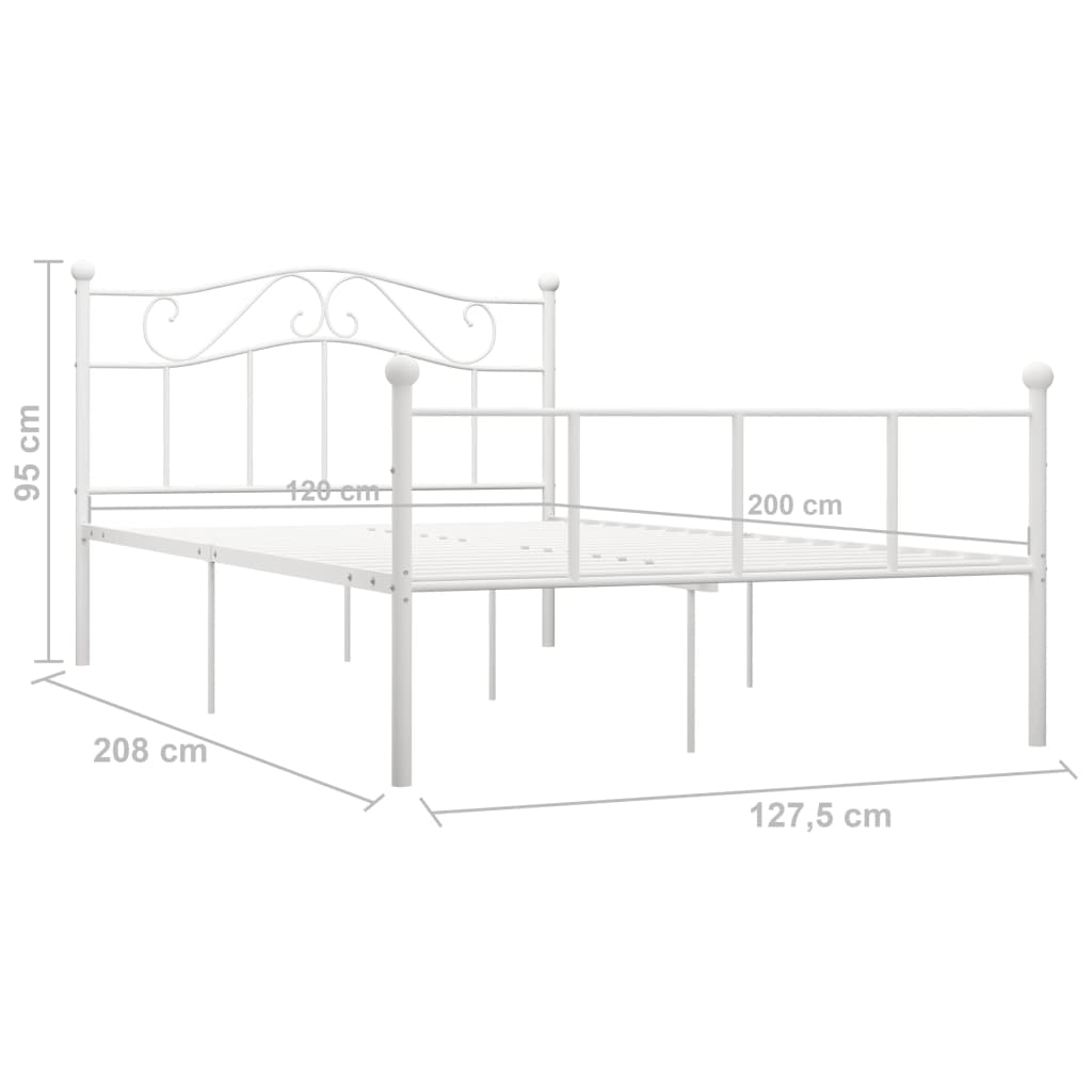 Sängram utan madrass vit metall 120x200 cm