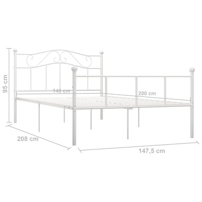 Sängram utan madrass vit metall 140x200 cm