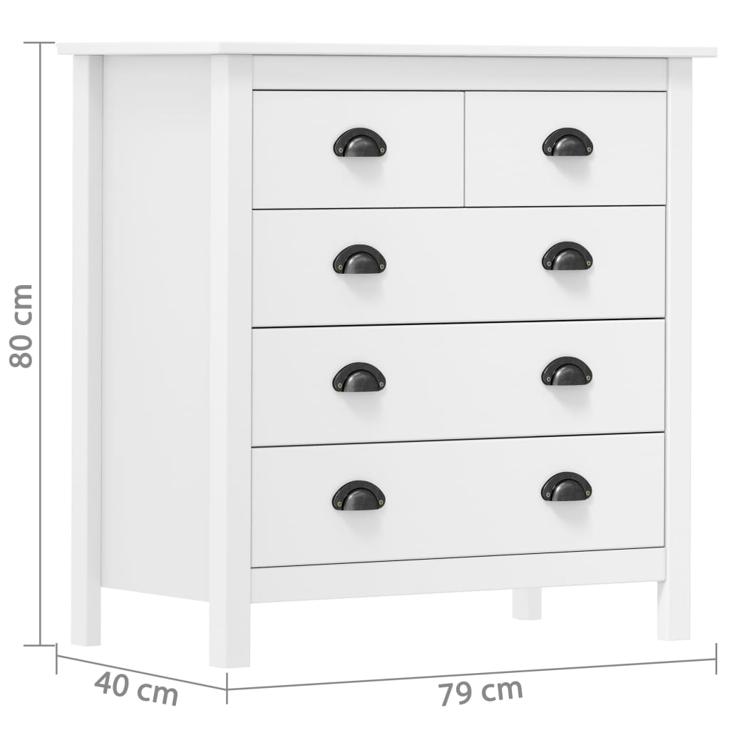 Skänk Hill vit 79x40x80 cm massiv furu