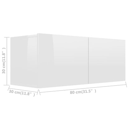 TV-bänk vit högglans 80x30x30 cm konstruerat trä