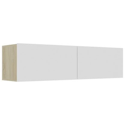 Tv-bänk vit och sonoma-ek 120x30x30 cm konstruerat trä