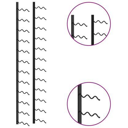 Väggmonterat vinställ för 24 flaskor svart järn