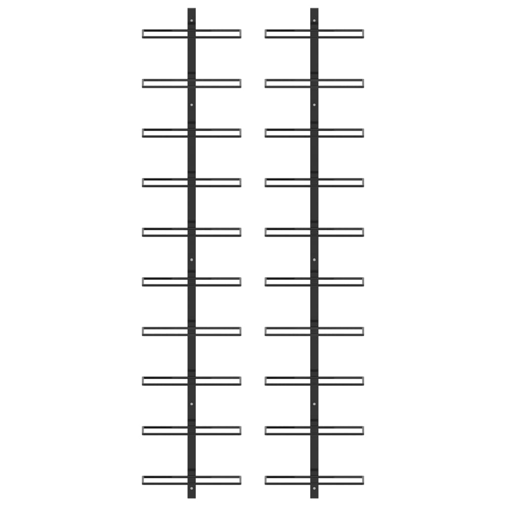 Väggmonterat vinställ för 20 flaskor 2 st svart metall