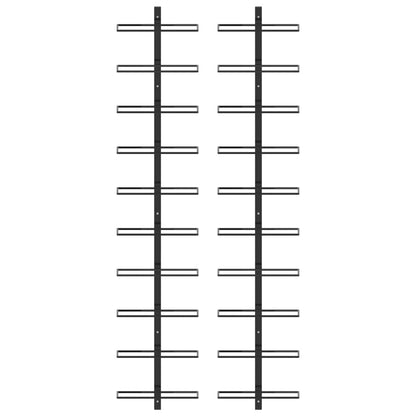 Väggmonterat vinställ för 20 flaskor 2 st svart metall