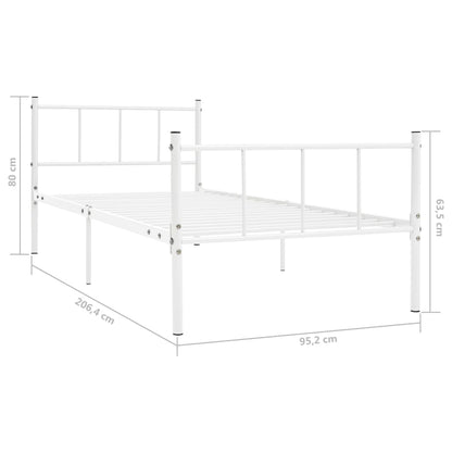 Sängram utan madrass vit metall 90x200 cm