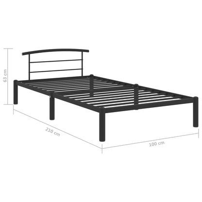 Sängram utan madrass svart metall 90x200 cm