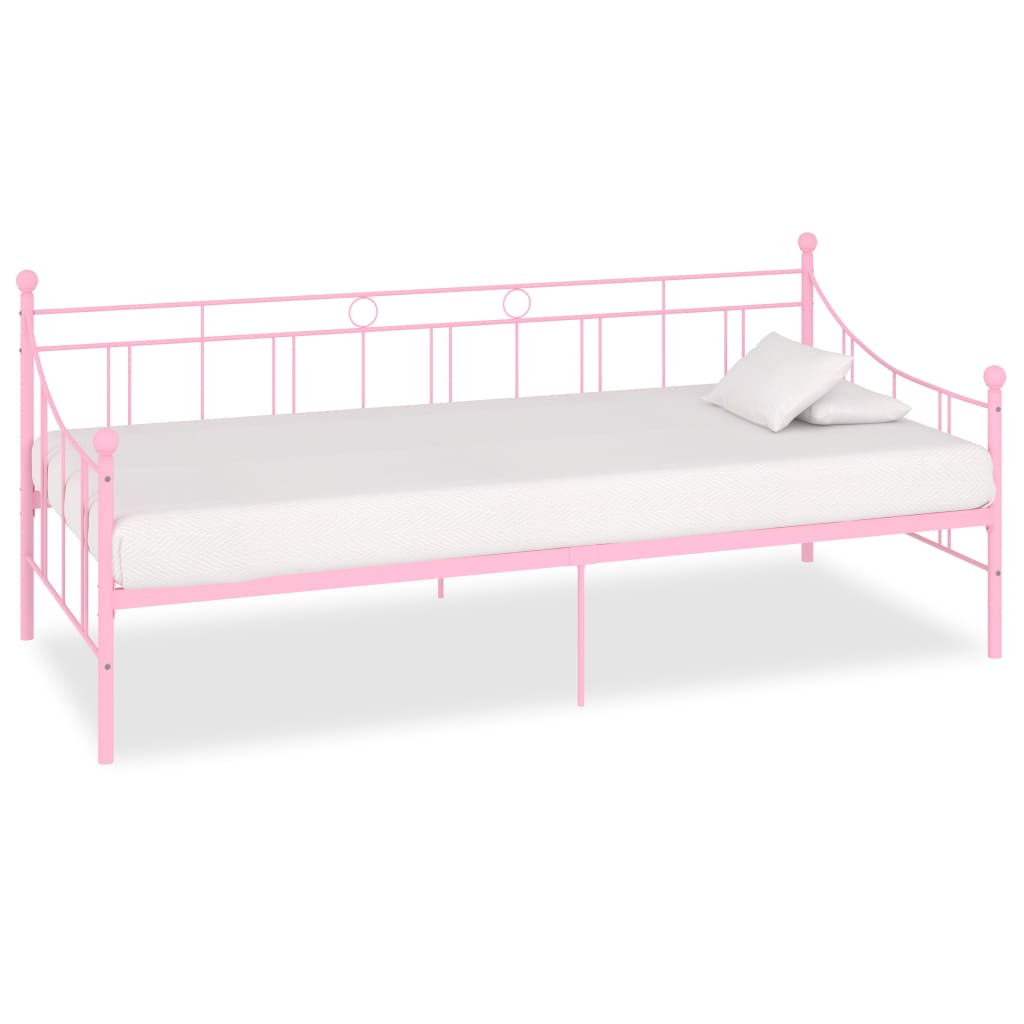 Dagbädd utan madrass rosa metall 90x200 cm