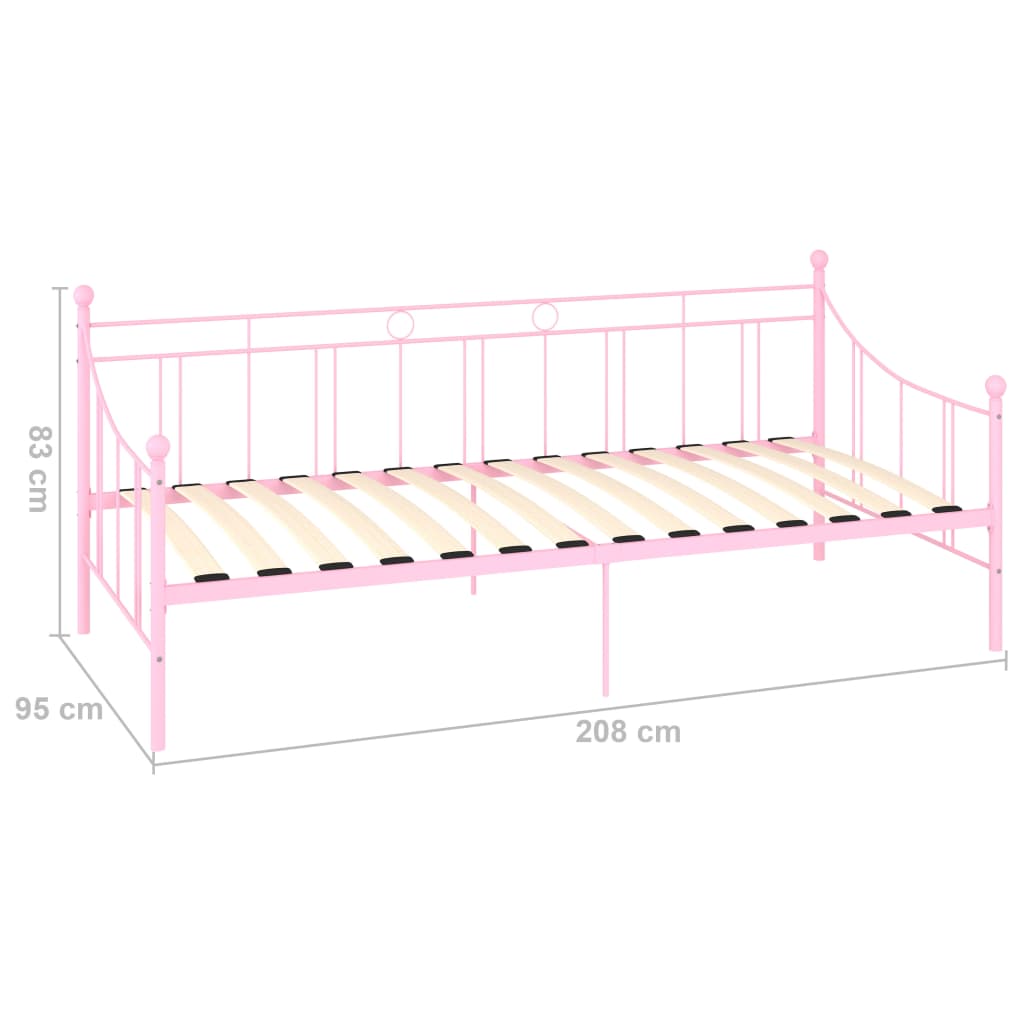 Dagbädd utan madrass rosa metall 90x200 cm