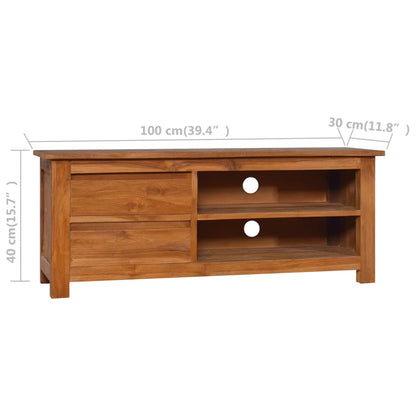 TV-bänk 100x30x40 cm massiv teak