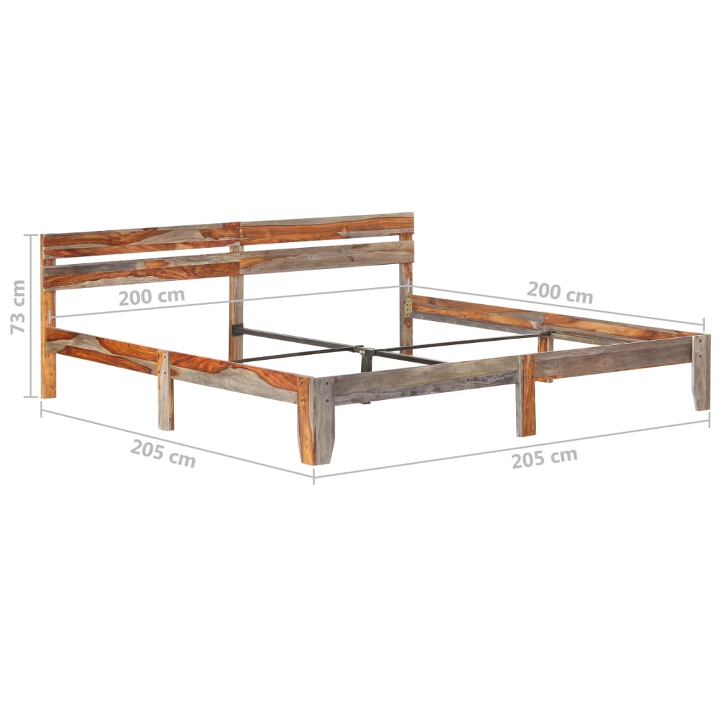 Sängram utan madrass massivt trä 200x200cm