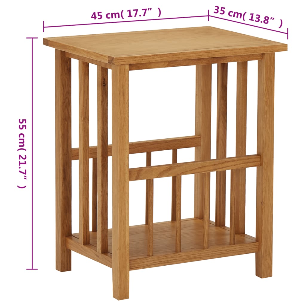 Tidningsbord 45x35x55 cm massiv ek