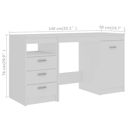 Skrivbord vit 140x50x76 cm konstruerat trä