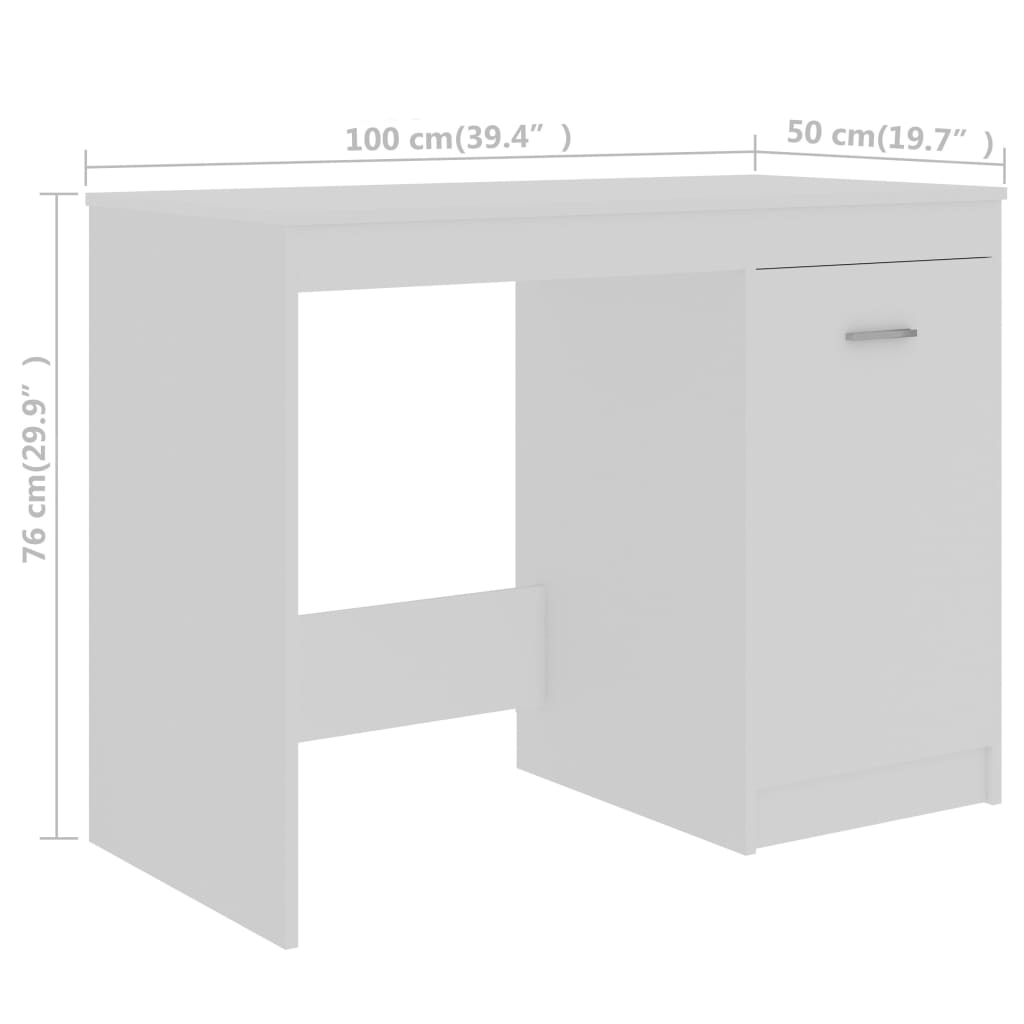 Skrivbord vit 140x50x76 cm konstruerat trä