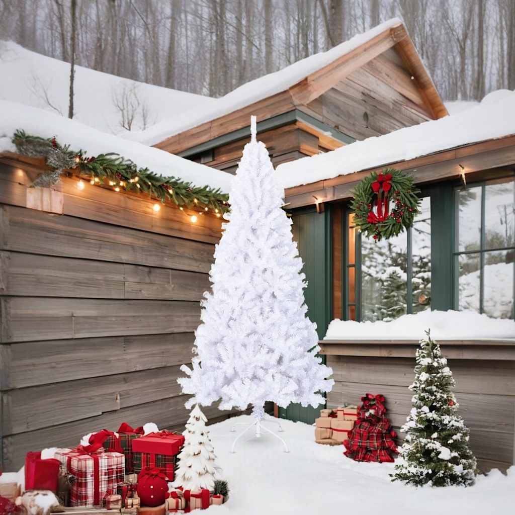 Plastgran med tjocka grenar vit 210 cm PVC