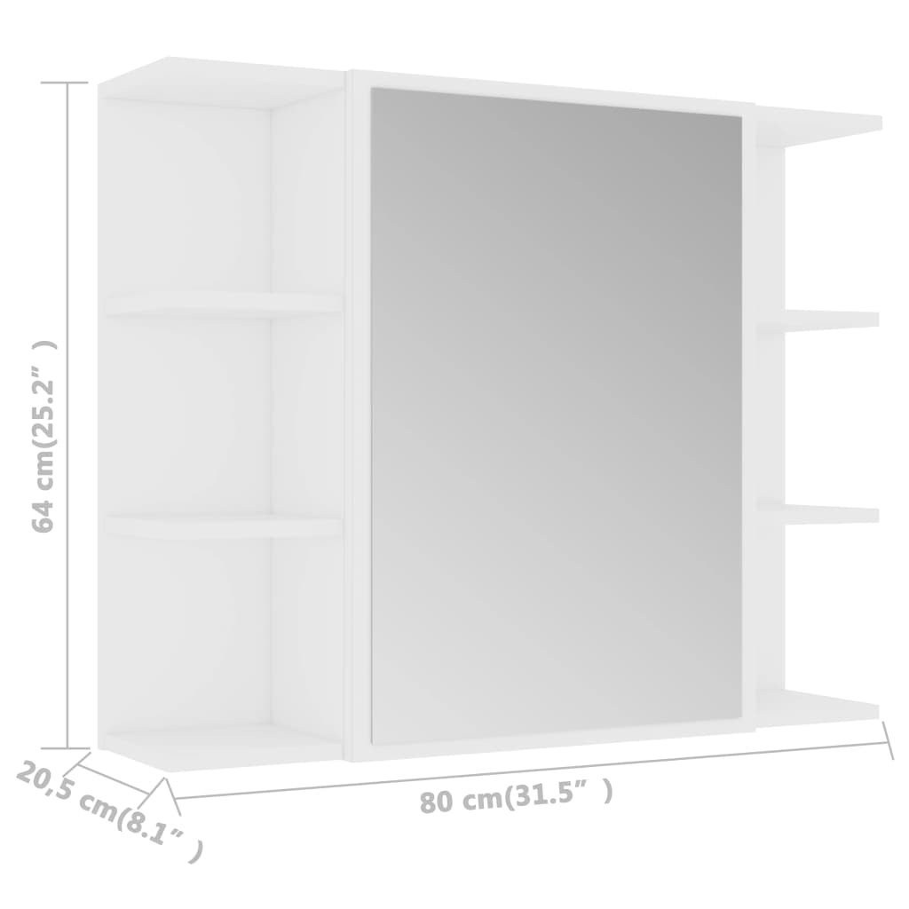 Spegelskåp för badrum vit 80x20,5x64 cm konstruerat trä