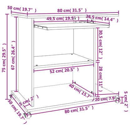 Datorbord vit 80x50x75 cm konstruerat trä