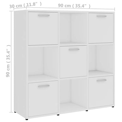 Bokhylla vit 90x30x90 cm konstruerat trä