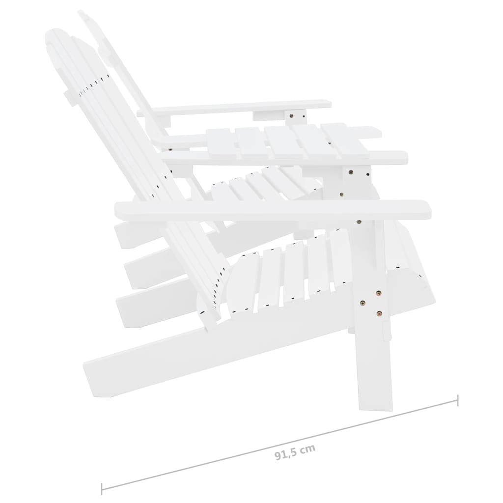 Adirondackstolar med bord massivt granträ vit