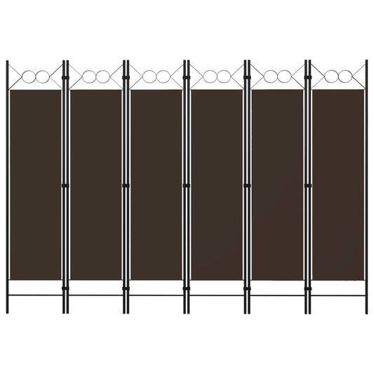 Rumsavdelare 6 paneler brun 240x180 cm