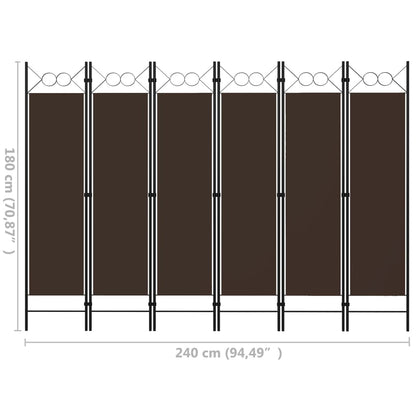 Rumsavdelare 6 paneler brun 240x180 cm