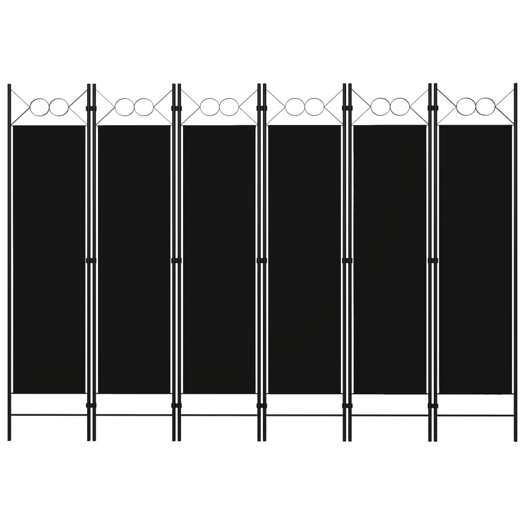 Rumsavdelare 6 paneler svart 240x180 cm