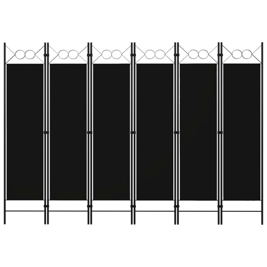 Rumsavdelare 6 paneler svart 240x180 cm