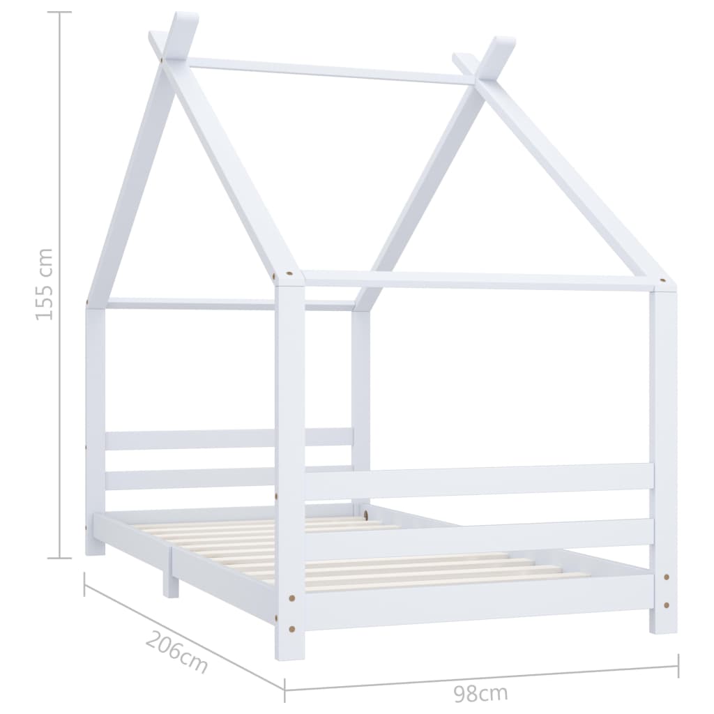 Barnsäng vit massiv furu 90x200 cm