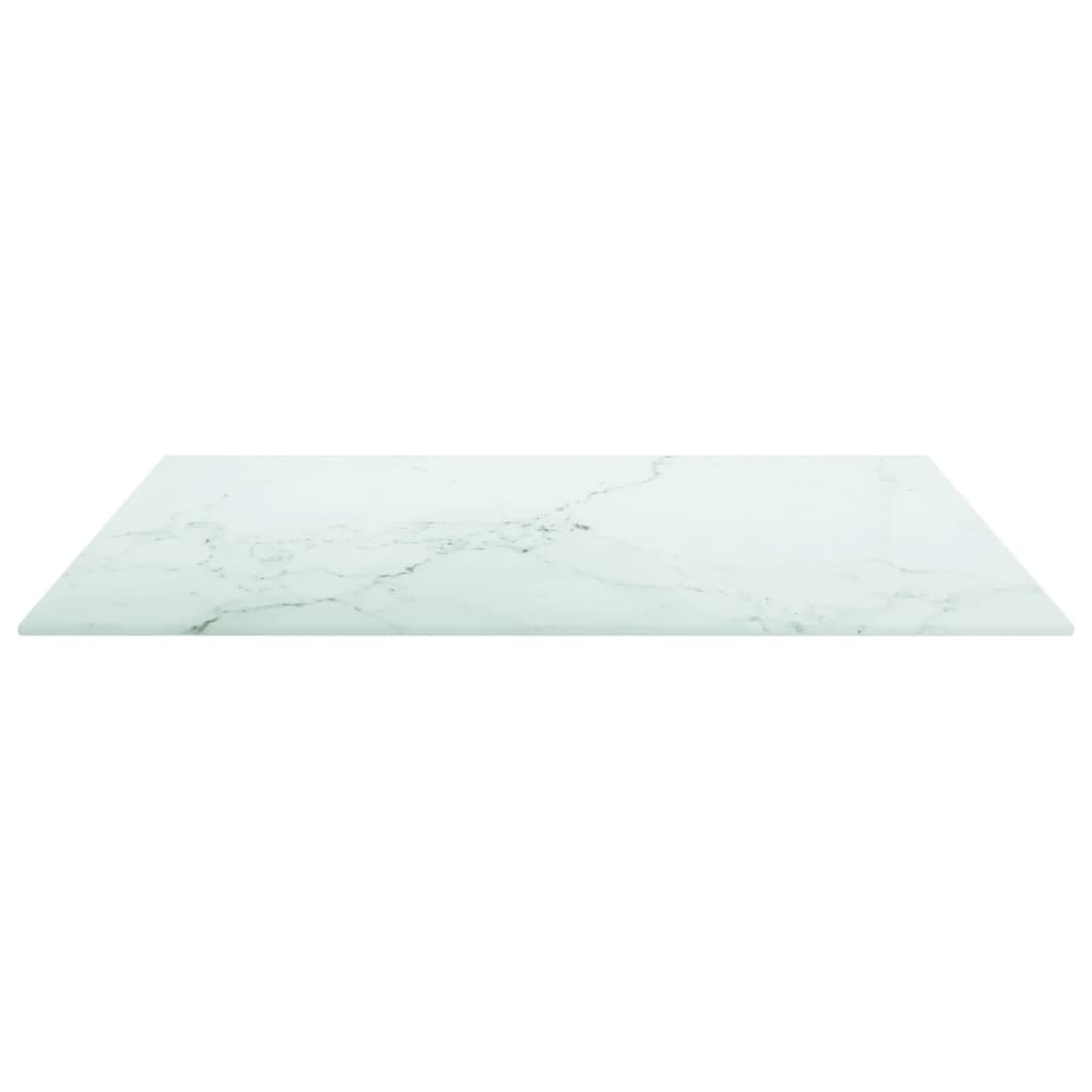 Bordsskiva vit 60x60 cm 6 mm härdat glas med marmortextur