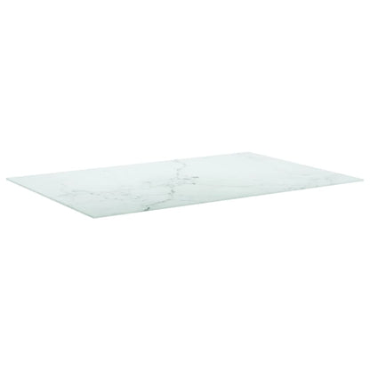 Bordsskiva vit 100x62 cm 8 mm härdat glas med marmortextur