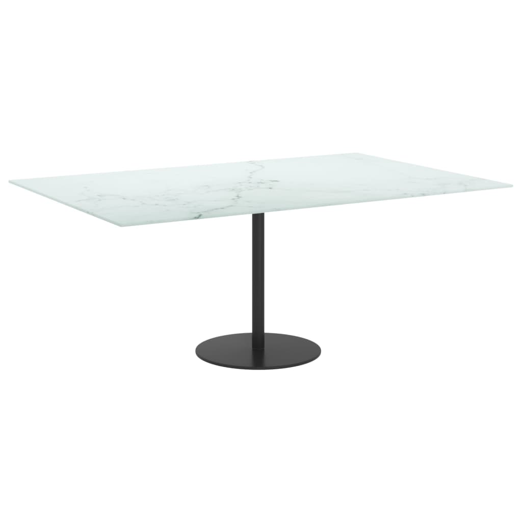 Bordsskiva vit 100x62 cm 8 mm härdat glas med marmortextur