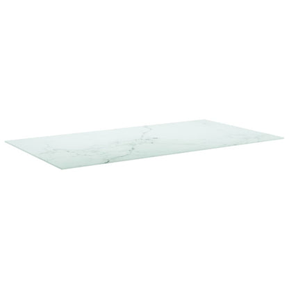 Bordsskiva vit 120x65 cm 8 mm härdat glas med marmortextur